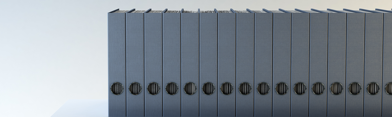 Row of File Holders on a Shelf