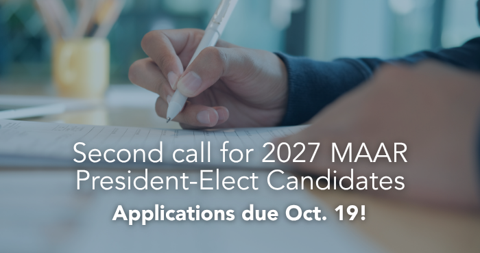 Second call for 2027 MAAR President-Elect Candidates